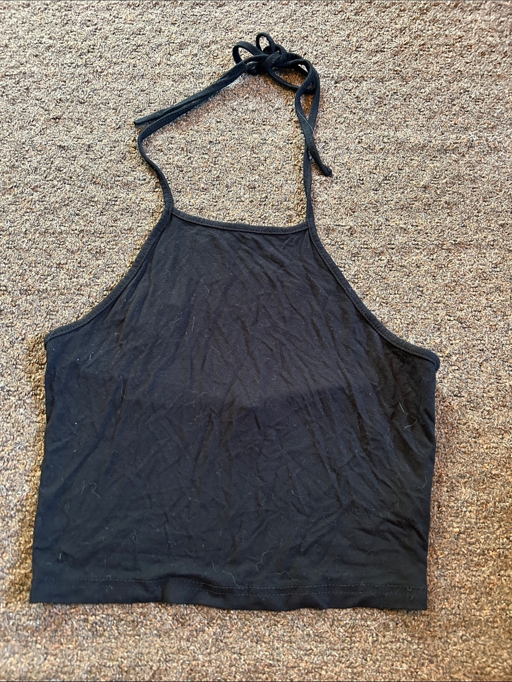 SHEIN Black Halter Tie-Back Crop Camisole